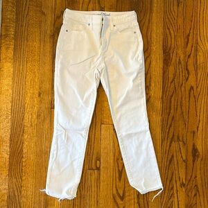 High Rise Cropped White Jeans